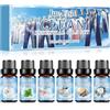 Dongcill Set di oli essenziali puliti, 6x10 ml di aromaterapia olio di fragranza per diffuso, olio di fragranza per candele, oli essenziali per diffuso, lino fresco, menta, polvere, casa pulita