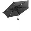 RELAX4LIFE Ombrellone da Giardino 3m/2,7m/2,3m con Luci LED, Ombrellone da Esterno per Protezione Solare, Ombrellone Parasole per Terrazza, Balcone, Spiaggia (Grigio-2,3M)