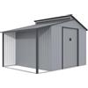 Habitat et Jardin Capanno da giardino in metallo con pergola Madras - 9,12 m² - Grigio