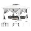 Aufun Gazebo da Giardino Pop Up 4 x 4 m, Gazebo Impermeabile UV-Protezione Stabile Pieghevole a 3 Livelli Altezza Regolabile Tenda da Giardino con 4 Zanzariere, Parti Laterali e Doppio Tetto, Tenda