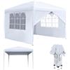 MAYTIIMO Gazebo pieghevole da 3 x 3 m, impermeabile, stabile, resistente all'inverno, con 4 pannelli laterali e finestre, pieghevole, con protezione UV, per feste all'aperto, giardino, colore bianco