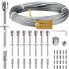 CUPCHID Supporto per Piante rampicanti in Acciaio Inox, Sistema Professionale Set Completo con Supporti a Parete e 3mm Corda in Acciaio (8 Supporti, 12m Corda)