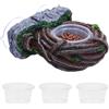 AIICIOO Single Vine Gecko Feeder Ledge Rettili Terrario - Abbeveratoio per Lucertola, terrario, Ventose, Vina, Porta mangime, terrario, Decorazione per Barba, Serpente, Tartaruga con 4 Ciotole