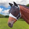 DePro Maschera da mosche per cavallo, protezione UV con protezione per le orecchie, traspirante, delicata sulla pelle, per allenamento, postura e tempo libero (nero)