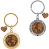 GRUSS & CO Portachiavi con motivo avventura, set di ciondoli con 2 ciondoli in legno, ciondolo e anello portachiavi | regalo per coppie, regalo di nozze | 48561, multicolore, Länge 7 cm, Motivo