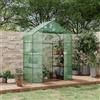 Garvee Serra da Giardino a Casetta Walk-in, 143x73x195cm, Serra per Piante con Copertura in PE 140G Impermeabile e Struttura in Acciaio, 4 Ripiani Rimovibili, 1 Porta e 2 Finestre, Verde