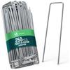 VOUNOT® Set da 250 Picchetti di Fissaggio per Telo Pacciamatura in Metallo Zincato, Picchetti da Giardino a U 150x30 mm Ø 3 mm, per Teli Anti Erbacce, Reti, Prato Artificiale e Tubo Irrigazione