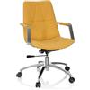 HJH Office 670985 SARANTO II sedia girevole tessuto giallo senape poltrona moderna in stile retrò con rotelle, regolabile in altezza