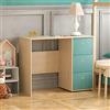 Junior Vida Neptune 3 Cassetti Scrivania PC Portatile Casa Studio Postazione di Lavoro Bambini Mobili per Bambini (Blu e Rovere), Truciolato, H 71 x L 92 x P 40 cm Circa