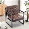 COLAMY Mid Century Modern Accent Chair - Set di 2 comode poltrone da soggiorno, in pelle nera, con gambe in metallo, per soggiorno, camera da letto, ufficio, reception, marrone