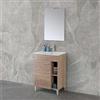 Inbagno Mobile bagno a terra 60 cm salvaspazio in rovere tropea con anta e 2 vani a giorno, lavabo e specchio LED 52x68 cm, MARTHA