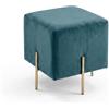 INTRECCI Pouf Quadrato in Velluto con Gambe Oro | Design Moderno ed Elegante | Colore: Petrolio