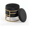 INTRECCI Pouf Contenitore in Velluto con Gambe Cromate Oro | Design Moderno ed Elegante | Colore: Nero