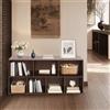 meiliwmlo Libreria a 2 ripiani, con 7 scomparti, per studio, ufficio, cucina, ecc. (120 x 24 x 60 cm, legno di noce scuro)