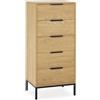 HOMN LIVING Cassettiera Alta Monica con 5 cassetti, Colore Legno, 50 cm (Larghezza) 40 cm (profondità) 115 cm (Altezza)