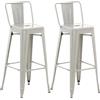 CLP Set 2 Sgabelli Bar in Metallo Mason I Coppia Sgabelli Alti Bancone I Sgabelli Pub Cucina Industrial con Schienale Alt 77CM, Colore:Argento