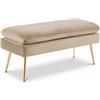 INTRECCI Panca Divanetto in Velluto con Gambe Cromate Oro | Design Moderno ed Elegante | Colore: Tortora