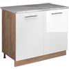 Vicco Mobile lavello cucina Fame-Line, Bianco lucido/Rovere dorato, 100 cm, PL Marmo, per la combinazione con altri moduli della serie Fame-Line