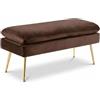 INTRECCI Panca Divanetto in Velluto con Gambe Cromate Oro | Design Moderno ed Elegante | Colore: Testa di Moro