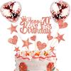 DKBT Happy Birthday 70 Anni Decorazioni Torta Compleanno 13 Pezzi Topper Torta Buon Compleanno con Glitter per Feste di Compleanno(Oro Rosa)
