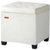 ABHENG Sgabello Pouf Contenitore con rivestimento in velluto e struttura in acciaio, 45 x 45 x 45 cm Pouf Cubo Portante di 300 kg, Poggiapiedi, Bianco ASND64W