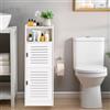 Pinkgarden Supporto porta carta igienica, armadietto da bagno con ante e ripiani, armadio sottile per piccoli spazi, 74x24x19,9 cm