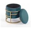 INTRECCI Pouf Contenitore in Velluto con Gambe Cromate Oro | Design Moderno ed Elegante | Colore: Petrolio