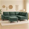 CONCEPT USINE | Divano ad angolo 4/5 posti Colchester Verde | Tessuto ciniglia strutturato | Pouf indipendente modulabile | Comfort avvolgente | Seduta con molle insacchettate | Design contemporaneo