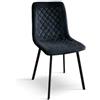 KONTE.DESIGN Set di 4 sedie NOHO in velluto nero e gambe in metallo antracite