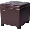 ABHENG Sgabello Pouf Contenitore con rivestimento in pelle sintetica e struttura in acciaio, 45 x 45 x 45 cm Pouf Cubo Portante di 300 kg, Poggiapiedi, Marrone ASND63R