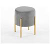 INTRECCI Pouf Tondo in Velluto con Gambe Oro | Design Moderno ed Elegante | Colore: Grigio Chiaro