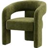Cribel Monica Poltrona Da Pranzo Imbottita Colore Verde Design Avvolgente Moderno Con Schienale Curvo E Braccioli, Struttura Monolitica 67x60x76 cm