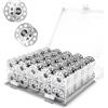 HASLED 50 Bobine Metallo Macchina da Cucire con Portabobine Trasparente, Bobine Macchina da Cucire Dimensioni Standard (Diametro Interno 7mm) per Accessori Cucito e Fai da Te