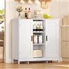 TEENFON Credenza Cucina con Piano Lavoro, 2 Ante e 4 Ripiani, Mobile Cucina con Ripiani Regolabili per Soggiorno, Sala da Pranzo, Ingresso, 90×30×80,5 cm, Bianco