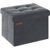 SONGMICS Pouf Pieghevole, Cassapanca in Velluto, Contenitore con Coperchio, Poggiapiedi, 31 x 41 cm, Portata 130 kg, per Corridoio, Soggiorno, Camera da Letto, Grigio Ardesia LSF200G01
