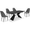 REDÒKASA Tavolo da pranzo allungabile 180x90 modello TAHITI con 2 allunghe laterali da 40 cm per sala da pranzo, cucina e soggiorno, design moderno (Top Nero Gold con gambe Ghisa)