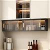 Hltdzer Mobiletto Bagno Sospeso con Ante in Acrilico, Pensile Cucina in Alluminio a Nido d'Ape Plastica, Armadietto a Muro per Lavanderia e Soggiorno(Black,120 * 22 * 30CM/47.2 * 8.7 * 11.8IN)