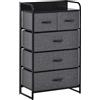 HOMCOM Cassettiera a 5 cassetti pieghevoli in tessuto, 58 x 29 x 99 cm, colore: Grigio