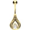PIERCINGLINE Piercing per ombelico in acciaio chirurgico a banana, design orientale, oro rosa, oro, argento