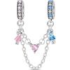 LNQOBU Catena di Sicurezza in Argento 925 per Charms Bracciali Ciondoli Perline,Ciondolo a forma di cuore in silicone con Chiusura a Clip, Compatibile con i Braccialetti Pandora