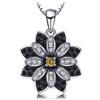 JewelryPalace Fiore Collana Donna Argento 925 con Naturale Spinello Nero, Collana Ciondolo Argento Genuino Quarzo Fumé Marrone con Catena 45cm, Collane Pendenti Anniversario Set Gioielli Donna