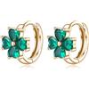Reffeer Orecchini a cerchio in argento sterling 925 con foglia di CZ per le donne a quadrifoglio verde St Patricks Day