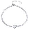 MAISON GIOIELLI FIRENZE - OHANA Bracciale Donna Tennis Placcato Oro Bianco con Zircone a Forma di Cuore Colorato, Bracciale Chiusura a Moschettone Ipoallergenico, Antigraffio e Waterproof (bianco)