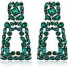 EVER FAITH Orecchini a pendente rettangolari per donne ragazze, orecchini con cristalli di strass scintillanti e dichiarazione geometrica, fondo verde argento