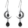 VONALA Orecchini pendenti in argento 925 celtici, verde/rosso/viola, luna, in argento Sterling con gioielli celtici, regali per donne e ragazze, 45*12mm, Argento, cristallo