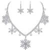 EVER FAITH Collana e Orecchini da Donna, Christmas Fiocco di Neve Gioielli per Donna Bianco Cristallo Simulato Perla Inverno Fascino di Parure