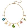ENSKEFEN - Collana con ciondoli estivi per donne, conchiglia di conchiglia, stelle marine, ciondolo a catena, gioielli da spiaggia in stile bohémien/oceanico, one size, Ottone, Non pietra preziosa