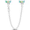 LNQOBU Catena di Sicurezza in Argento 925 per Charms Bracciali Ciondoli Perline,Ciondolo a forma di cuore in silicone con Chiusura a Clip, Compatibile con i Braccialetti Pandora