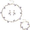 EVER FAITH Set di gioielli da donna con fiori e foglie di cristallo, con collana, orecchini, bracciale, idea regalo