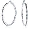 Bling Jewelry Bridal White Cubic Zirconia Pave Cz Thin Inside Out Grandi Orecchini A Cerchio Per Donne Matrimonio Prom Argento Placcato 1,75 Pollici Di Diametro